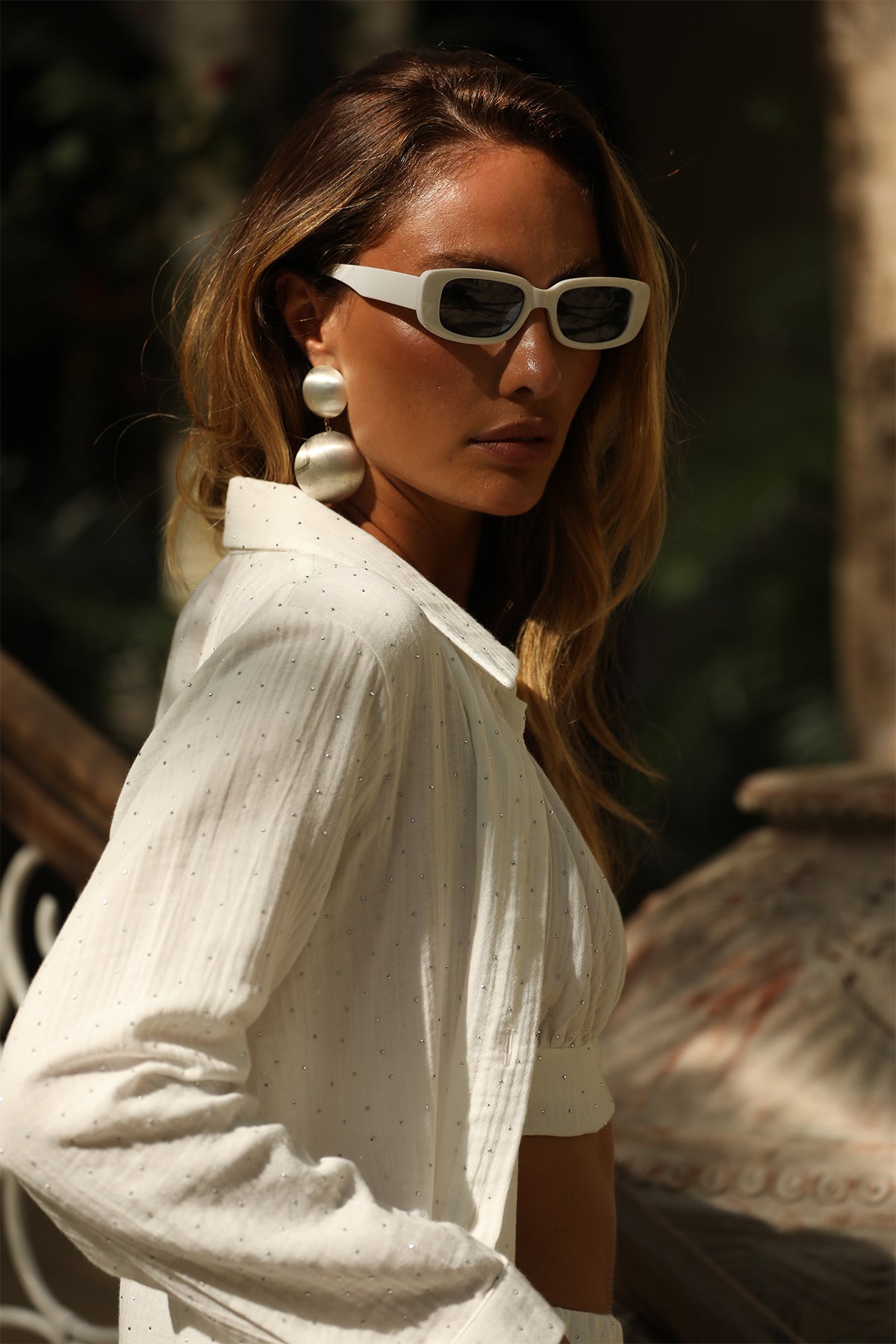 VIVID Cotton Linen Optic White Short and Shirt Set