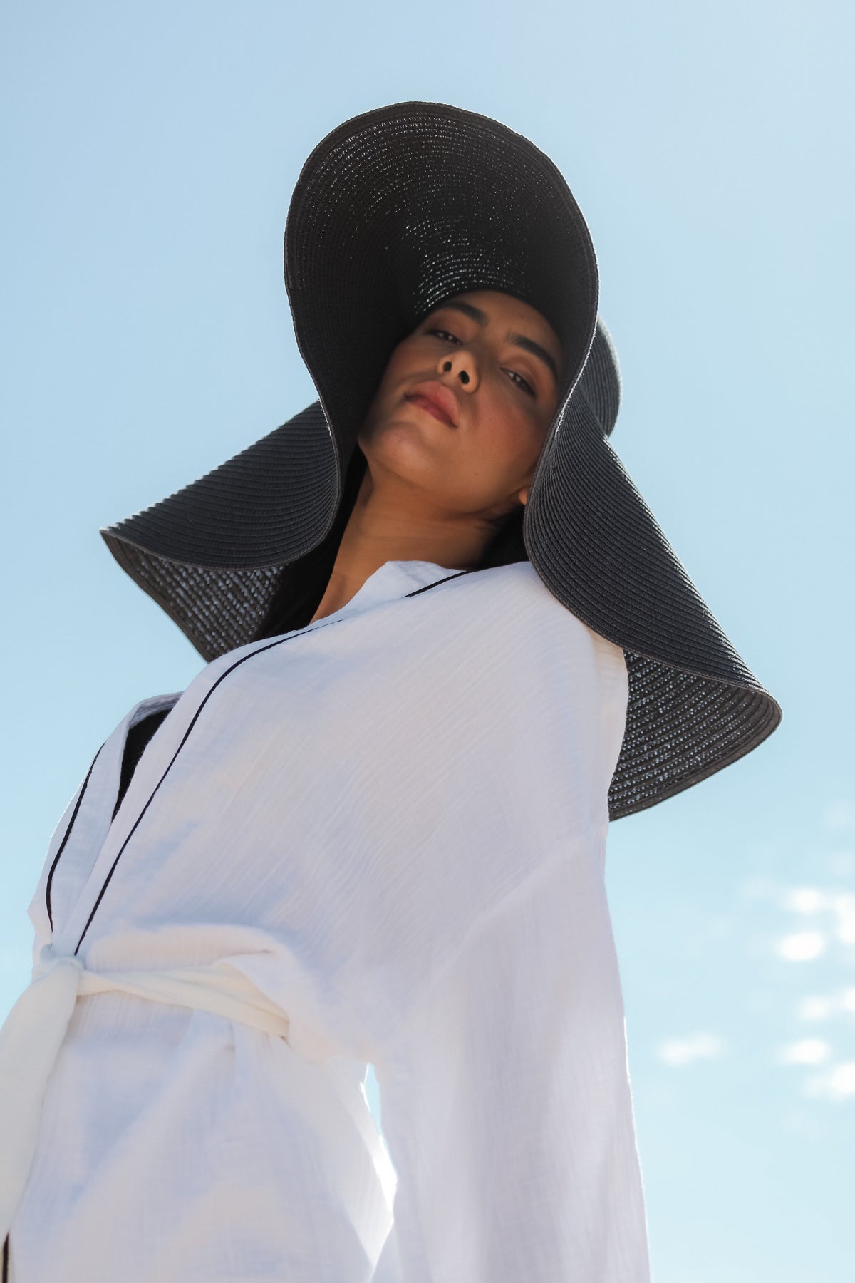 AMIRA 100% Cotton Optic White Short Kimono and Pant Suit