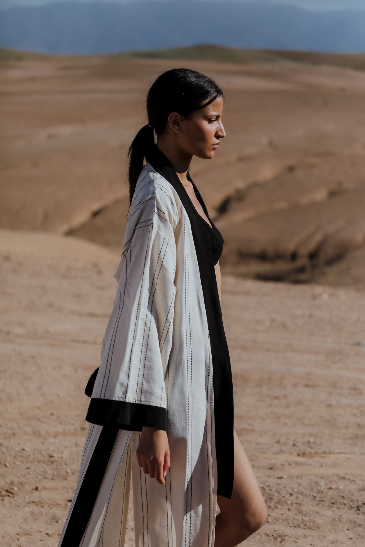 MEKNES Cotton Linen Ecru Long Kimono