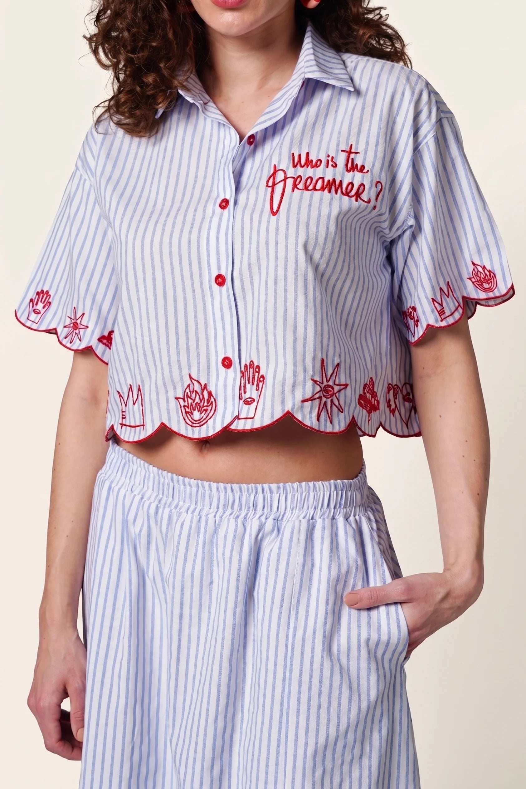 Sweet Nothing Crop Striped Shirt